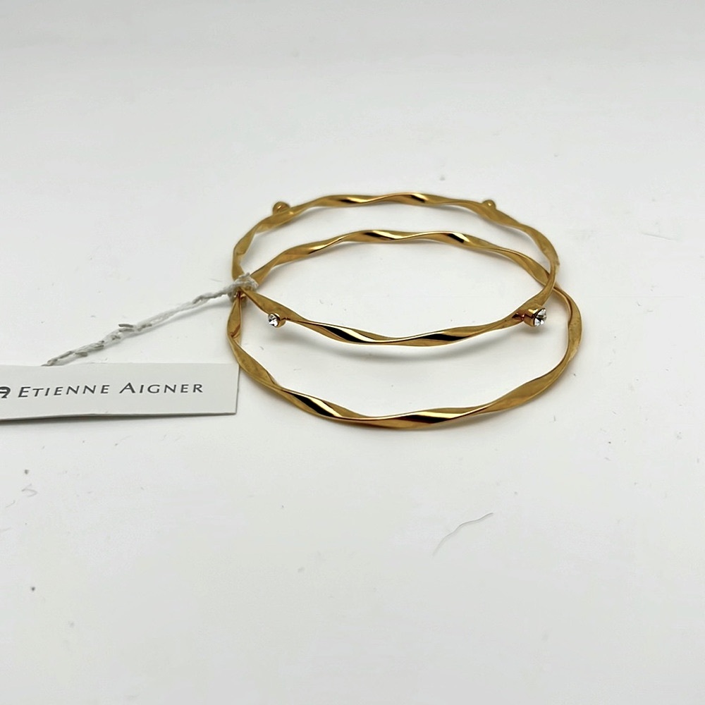 Steinbeck Aigner NWT 2 Gold Color Bangles Perfect